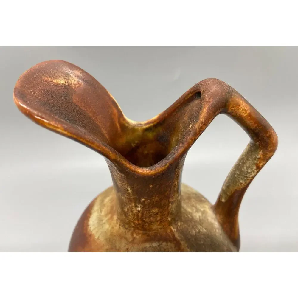 Vintage Dryden Art Pottery Brown Drip Glaze Small Pitcher